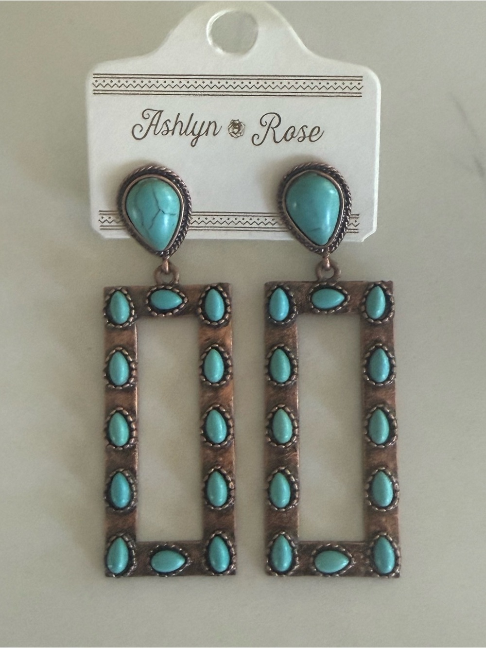 Turquoise Drop Rectangle Earrings